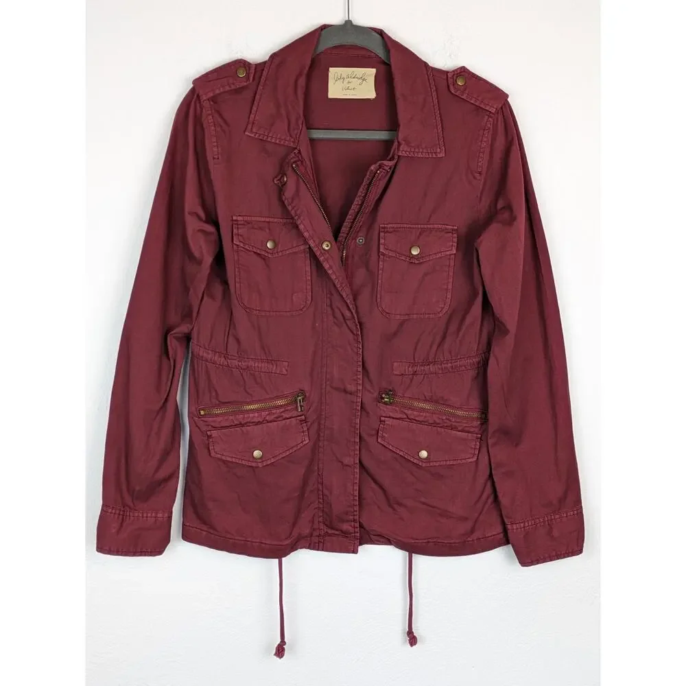 Lily Aldridge Velvet Graham Spencer Ruby Army Jacket Dusty Rose Shacket Size S